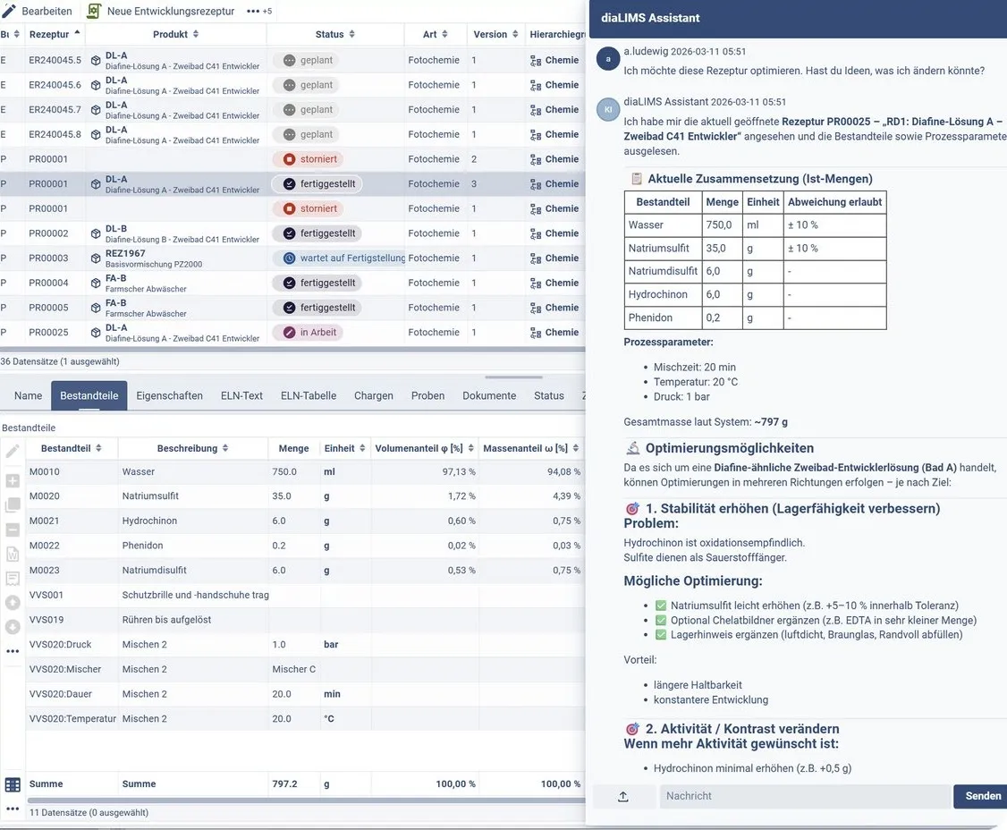 diaLIMS-Assistent in der Web App